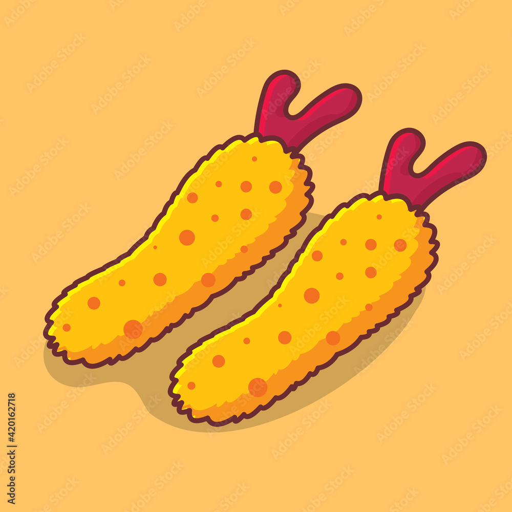 crispy shrimp isolated cartoon vector illustration in flat style crispy shrimp isolated cartoon vector illustration in flat style