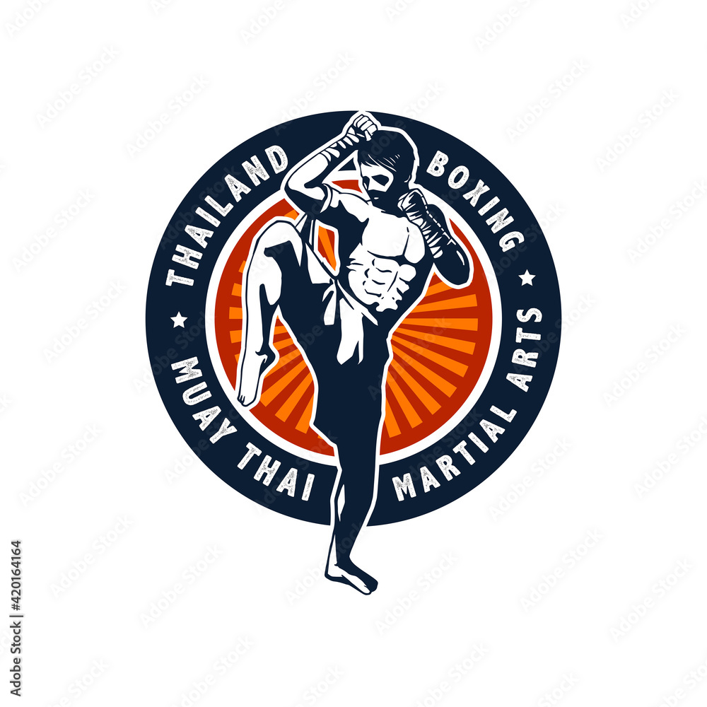 muay thai illustration for badge, symbol, logo and others Stock Vector