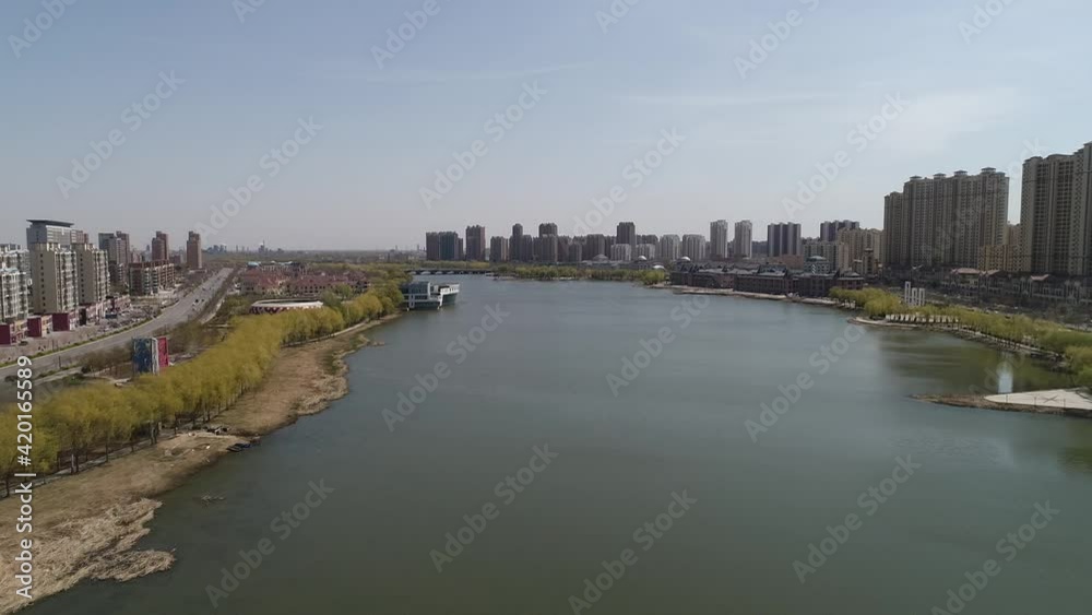Architectural scenery of waterfront city, North China Architectural scenery of waterfront city, North China
