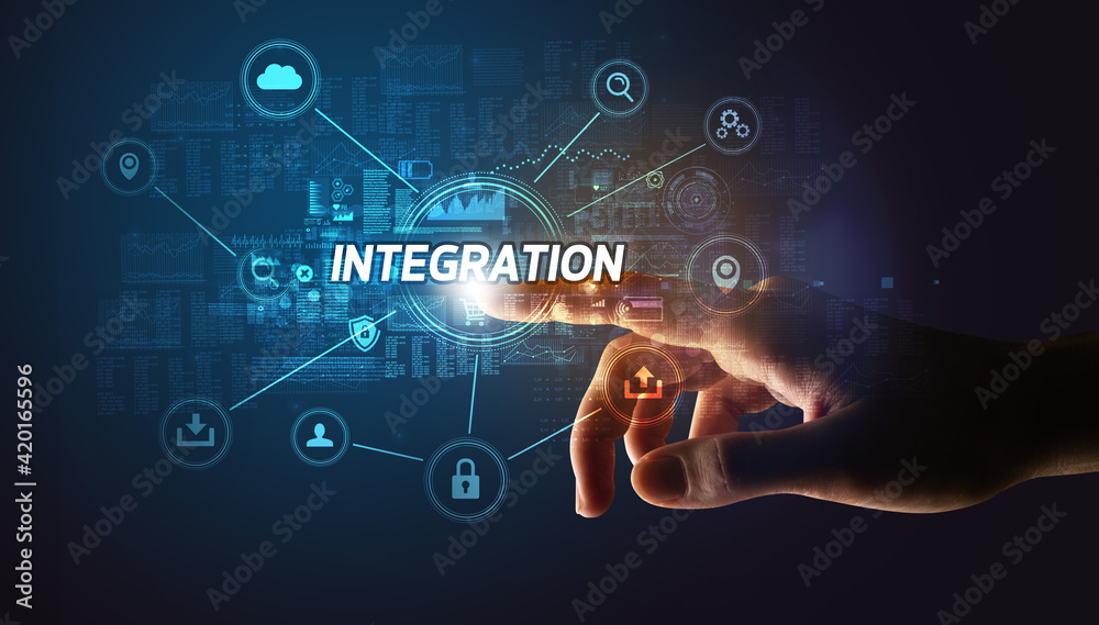 Hand touching cybersecurity button Hand touching cybersecurity button