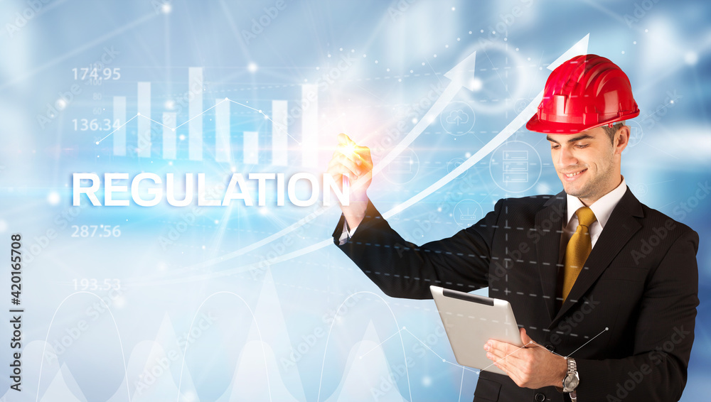 Young Businessman with helmet Young Businessman with helmet