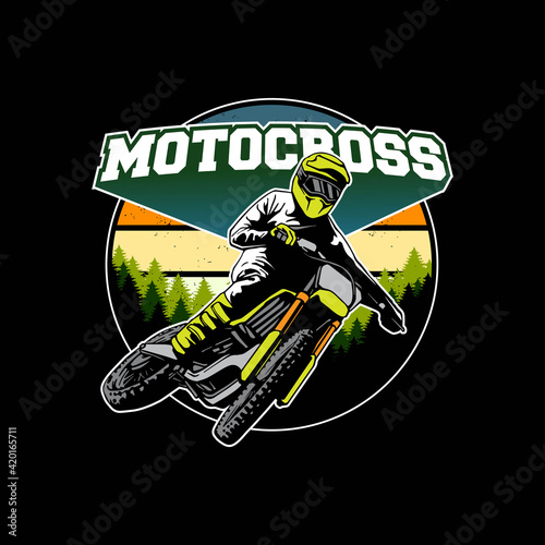 illustration concept of motocross for t-shirt, badge and others