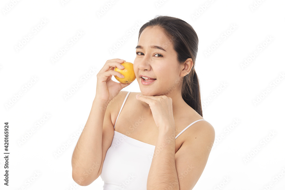 women skincare image with orange on white women skincare image with orange on white
