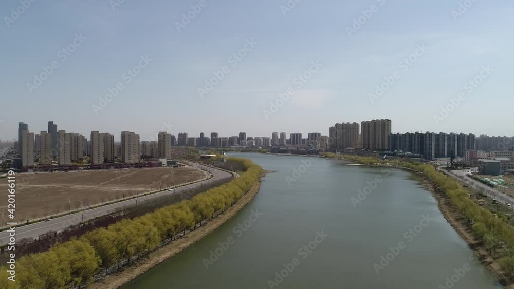 Architectural scenery of waterfront city, North China Architectural scenery of waterfront city, North China