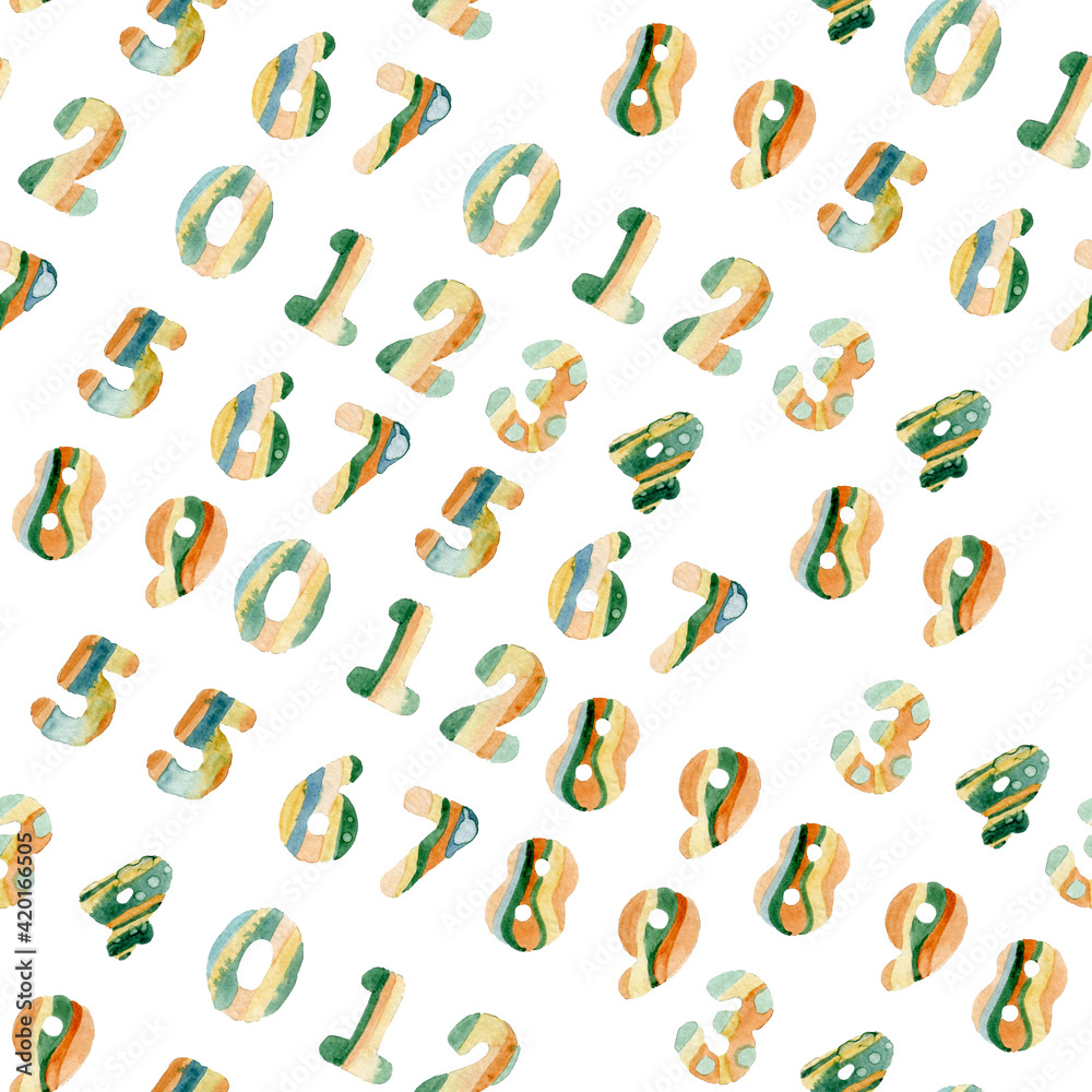 Background of numbers. from zero to nine. Numbers texture. Currency symbols. Numerology. Mathematical equations and formulas Background of numbers. from zero to nine. Numbers texture. Currency symbols. Numerology. Mathematical equations and formulas