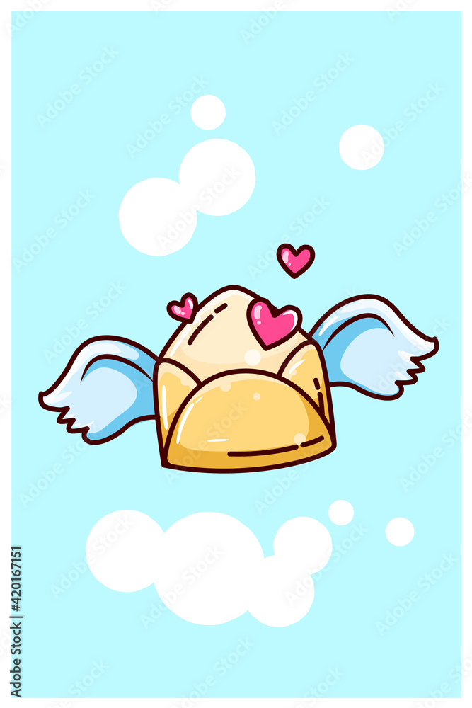Love envelope flying with wings cartoon illustration Love envelope flying with wings cartoon illustration