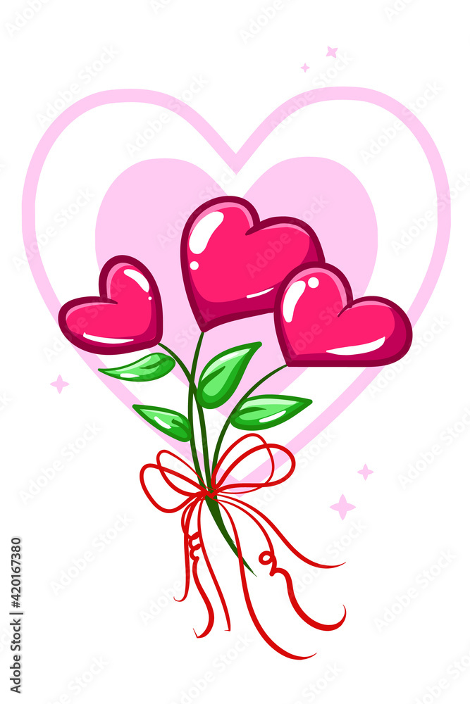 Hearts flower plant cartoon illustration Hearts flower plant cartoon illustration