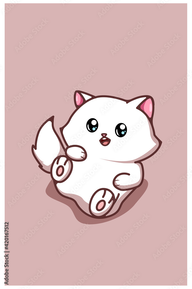 A cute and funny baby cat cartoon illustration A cute and funny baby cat cartoon illustration