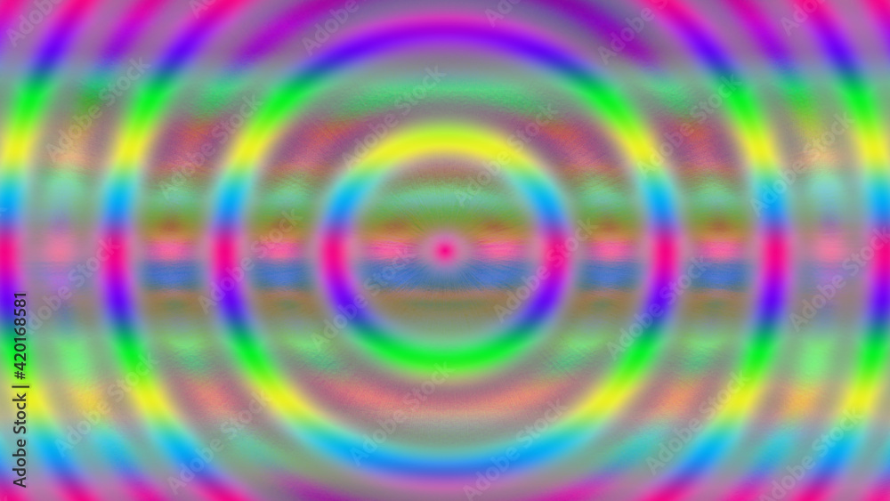 Naklejka premium An abstract psychedelic neon concentric circle pattern background image.
