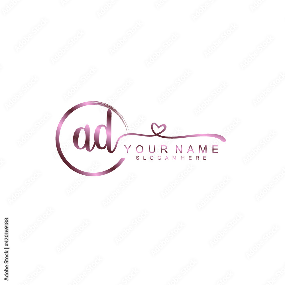 AD Beautiful initial handwriting logo template AD Beautiful initial handwriting logo template