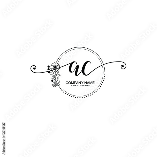 AC Beautiful initial handwriting logo template