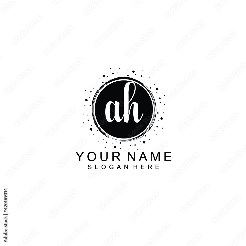 AH beautiful Initial handwriting logo template AH beautiful Initial handwriting logo template