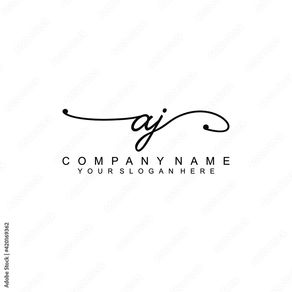 AJ beautiful Initial handwriting logo template AJ beautiful Initial handwriting logo template