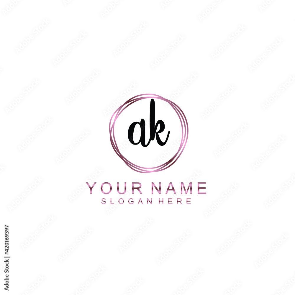 AK beautiful Initial handwriting logo template AK beautiful Initial handwriting logo template