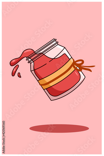 Sweet strawberry jam cartoon illustration
