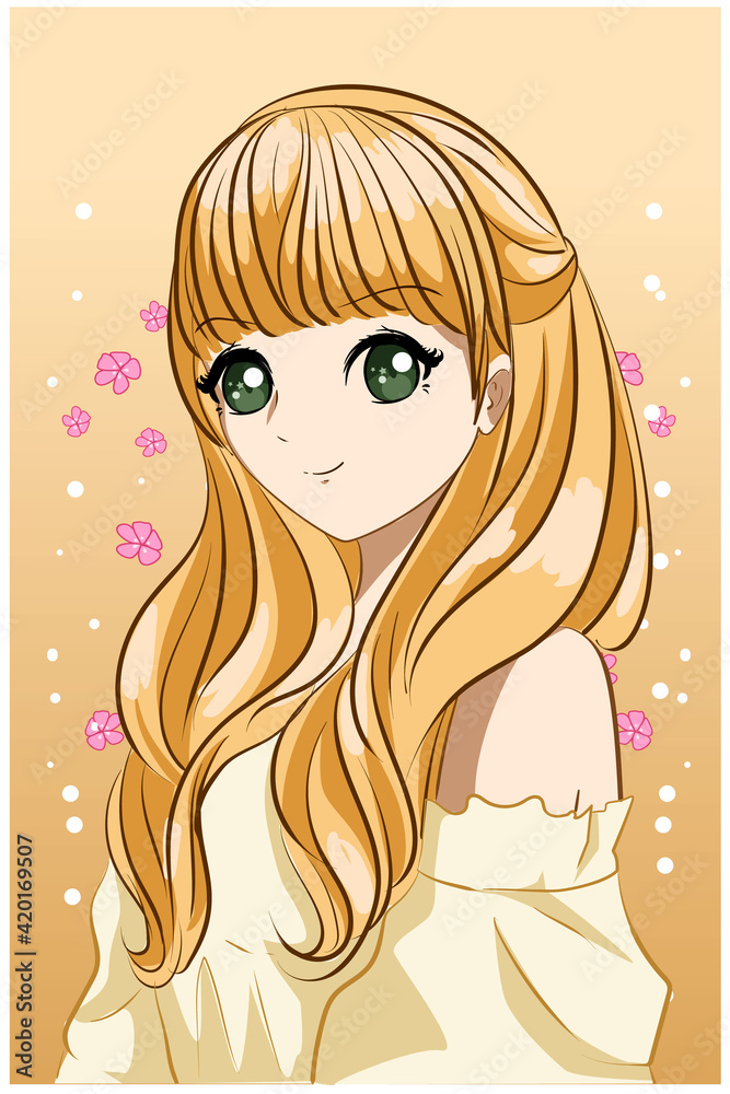 Beautiful princess blonde hair cartoon illustration Beautiful princess blonde hair cartoon illustration