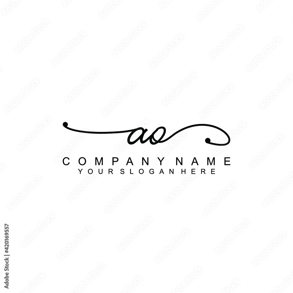 AO beautiful Initial handwriting logo template AO beautiful Initial handwriting logo template