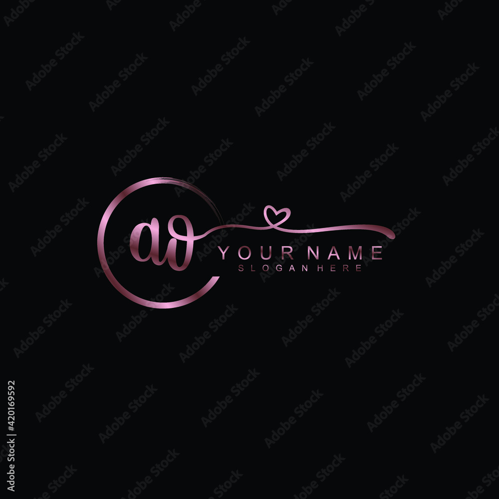 AO beautiful Initial handwriting logo template AO beautiful Initial handwriting logo template
