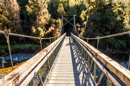 Suspension bridge. South Island, New Zealand.