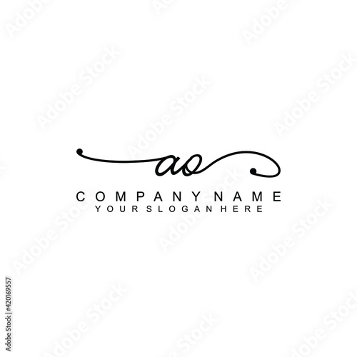 AO beautiful Initial handwriting logo template