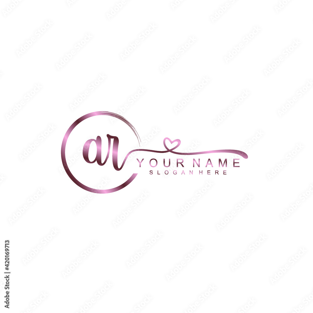 AR beautiful Initial handwriting logo template