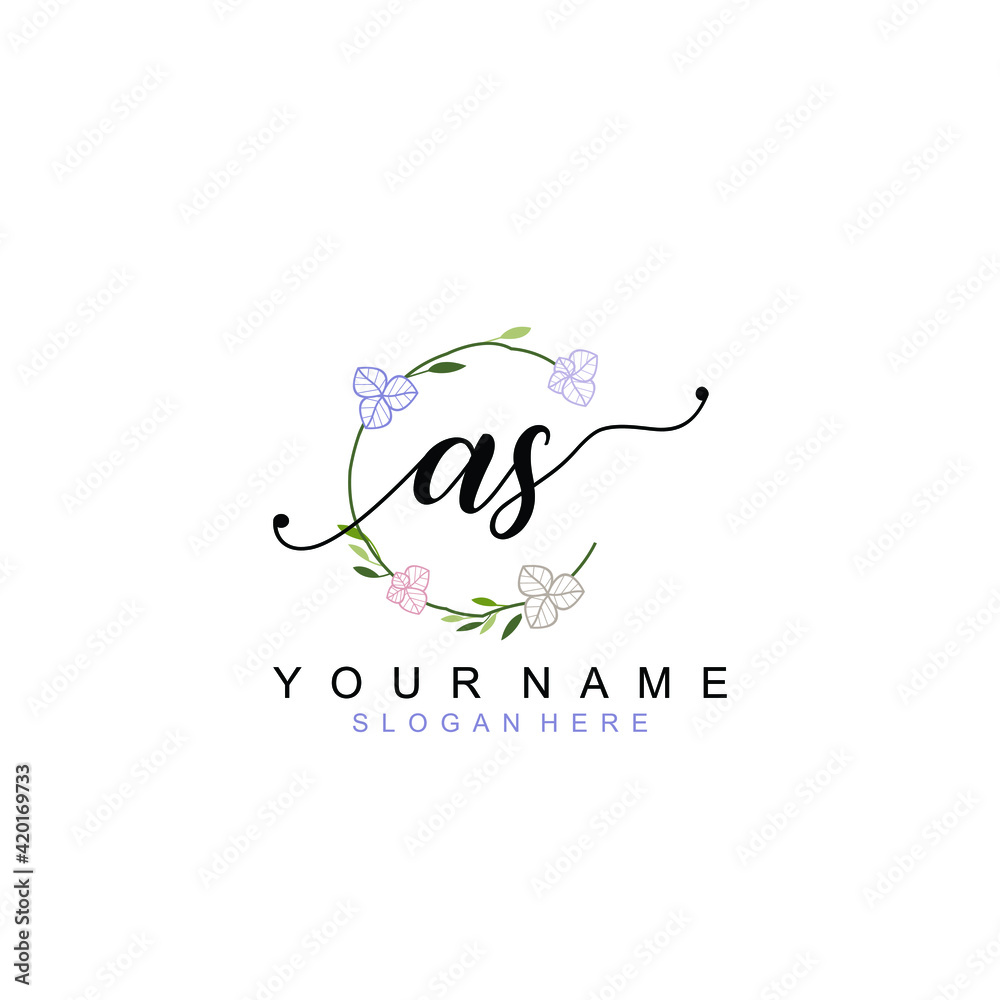 AS beautiful Initial handwriting logo template AS beautiful Initial handwriting logo template