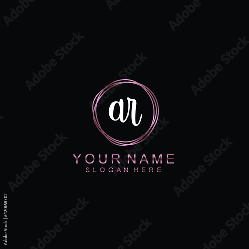 AR beautiful Initial handwriting logo template