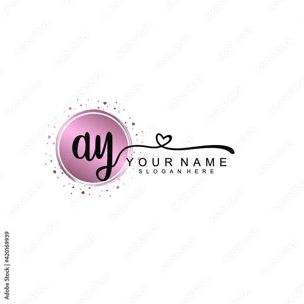 AY beautiful Initial handwriting logo template