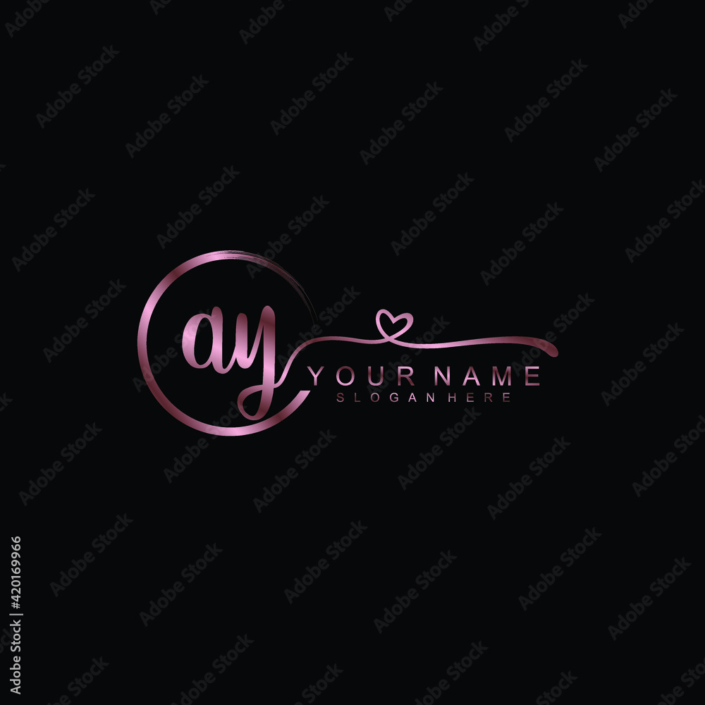 AY beautiful Initial handwriting logo template AY beautiful Initial handwriting logo template