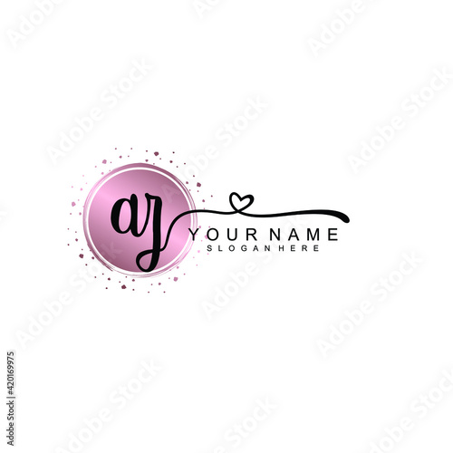 AZ beautiful Initial handwriting logo template