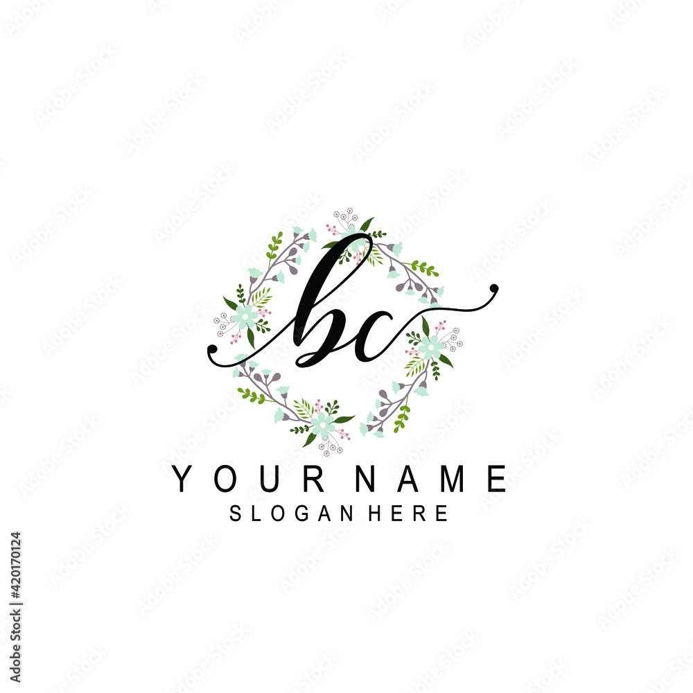 BC beautiful Initial handwriting logo template BC beautiful Initial handwriting logo template