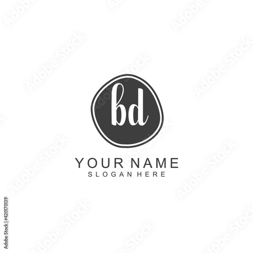 BD beautiful Initial handwriting logo template