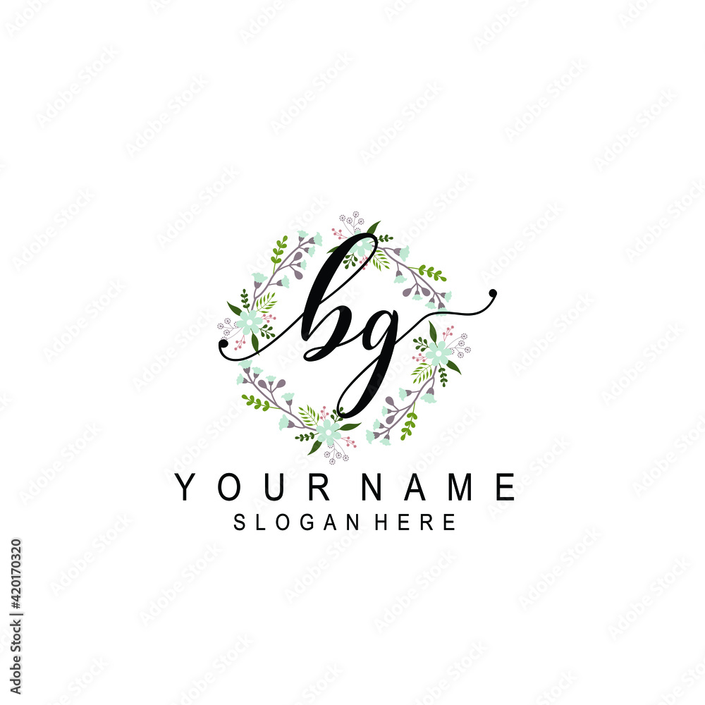 BG beautiful Initial handwriting logo template BG beautiful Initial handwriting logo template