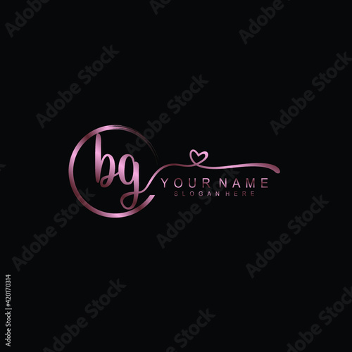 BG beautiful Initial handwriting logo template