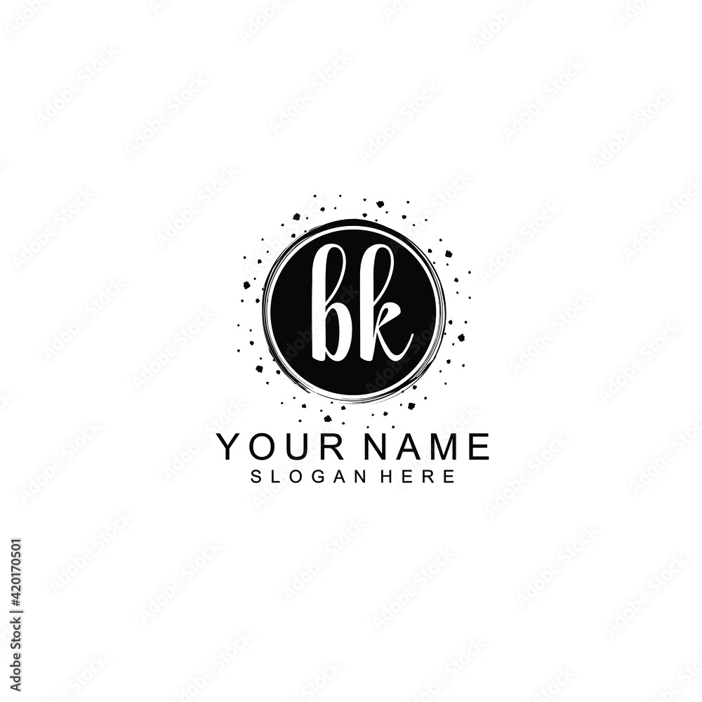 BK beautiful Initial handwriting logo template BK beautiful Initial handwriting logo template