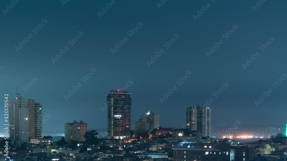 San Francisco Russian Hill from Nob Hill Night Time Lapse Pan L California USA San Francisco Russian Hill from Nob Hill Night Time Lapse Pan L California USA