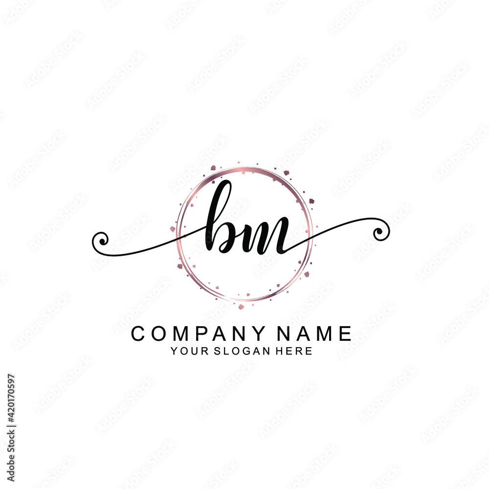 BM beautiful Initial handwriting logo template BM beautiful Initial handwriting logo template