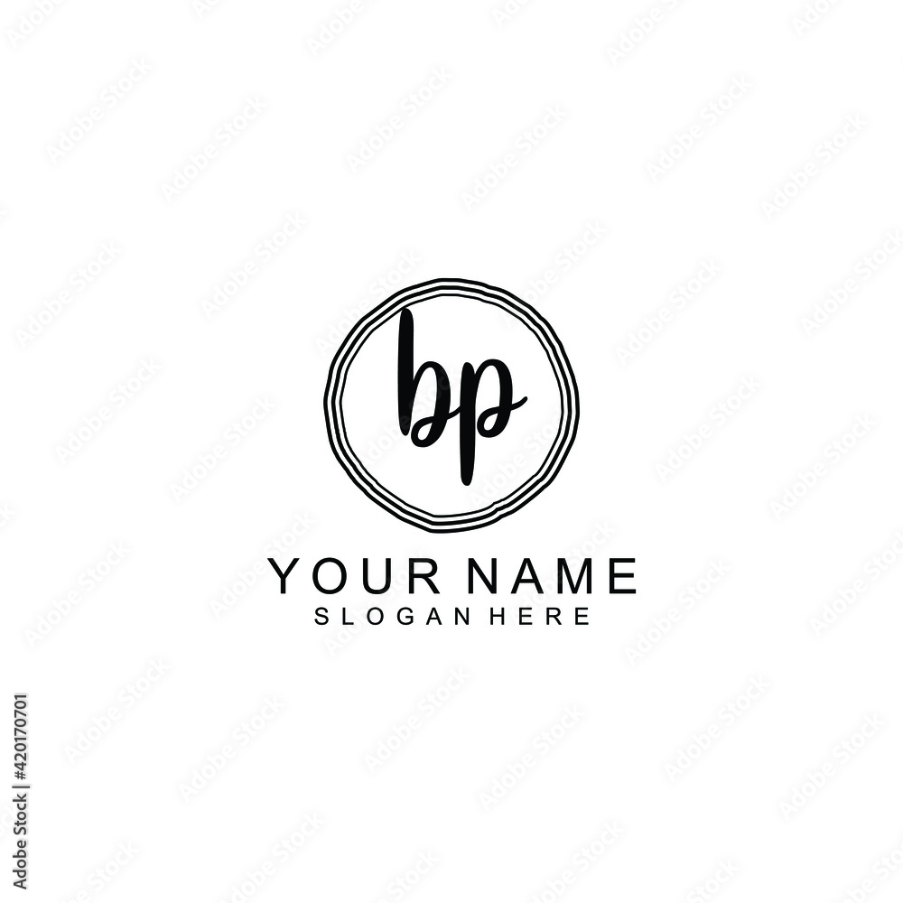BP beautiful Initial handwriting logo template BP beautiful Initial handwriting logo template