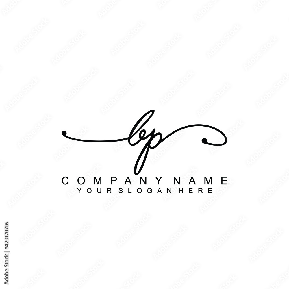 BP beautiful Initial handwriting logo template
