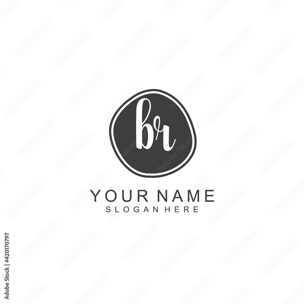 BR beautiful Initial handwriting logo template BR beautiful Initial handwriting logo template