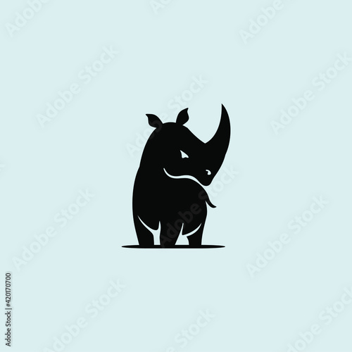 A simple and modern rhinoceros icon and logo design.
This logo is ideal for security industry. photo