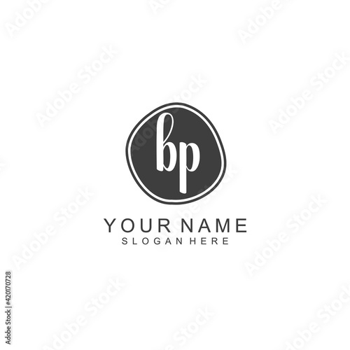 BP beautiful Initial handwriting logo template