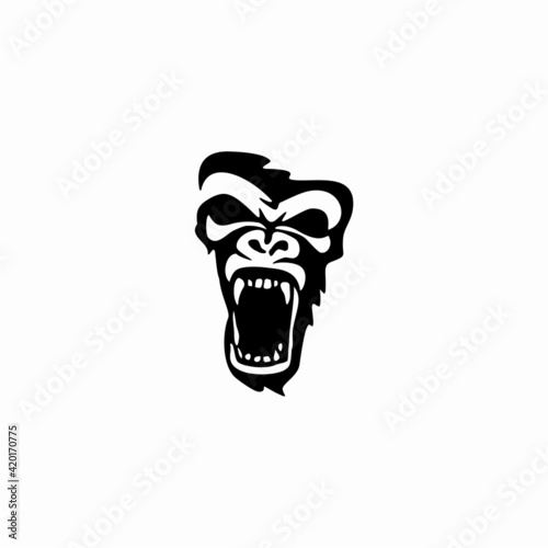 angry gorilla head logo template vector. 
Monkey face logo template vector. Ape logo template