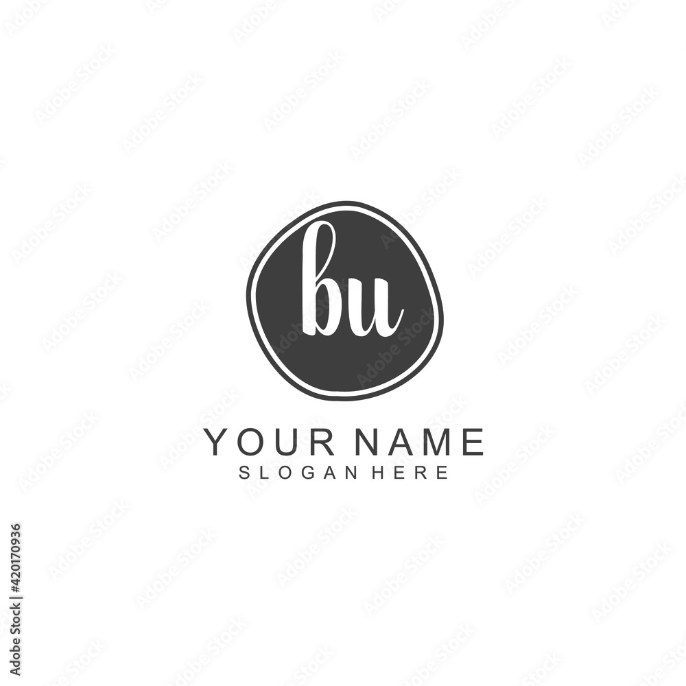 BU beautiful Initial handwriting logo template BU beautiful Initial handwriting logo template