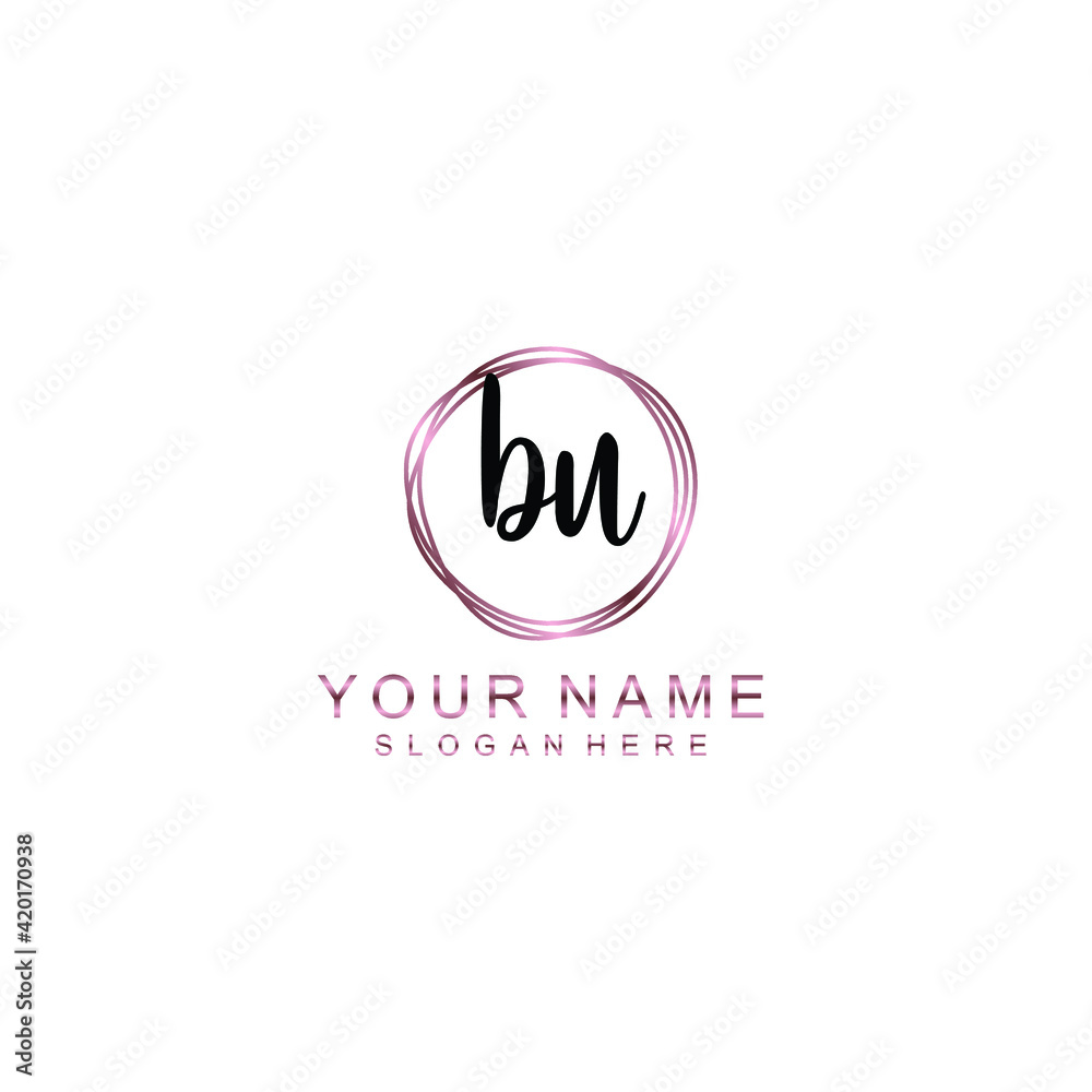 BU beautiful Initial handwriting logo template BU beautiful Initial handwriting logo template