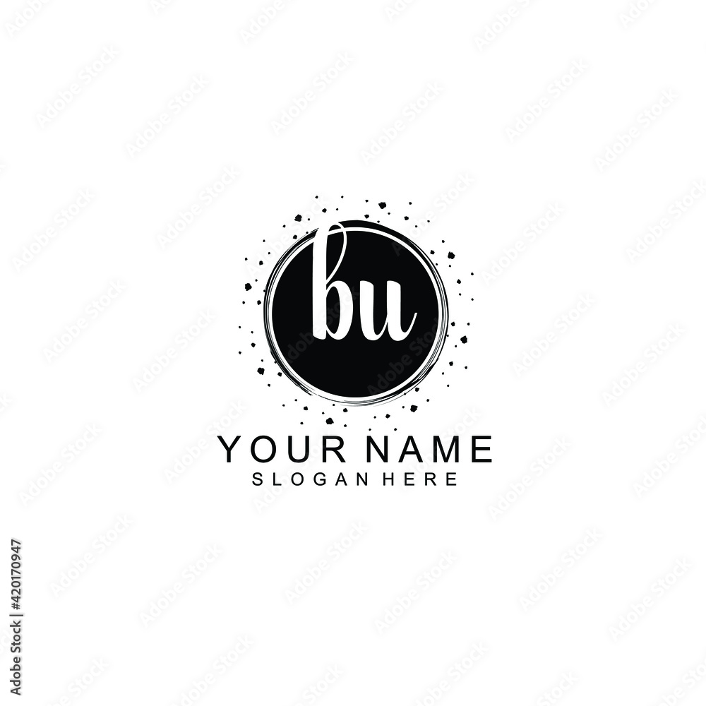 BU beautiful Initial handwriting logo template