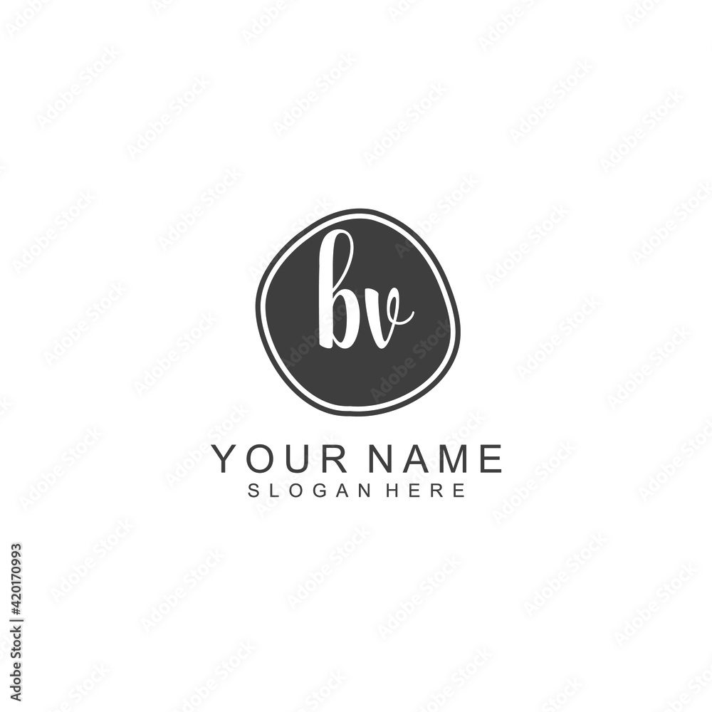 BV beautiful Initial handwriting logo template BV beautiful Initial handwriting logo template