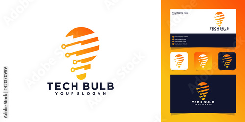 Modern Tech Bulb logo designs template and business card
