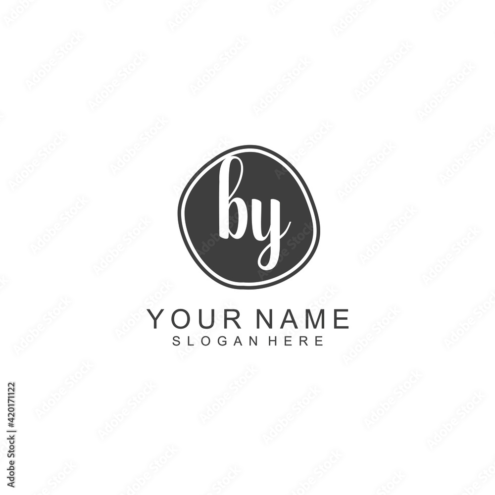 BY beautiful Initial handwriting logo template