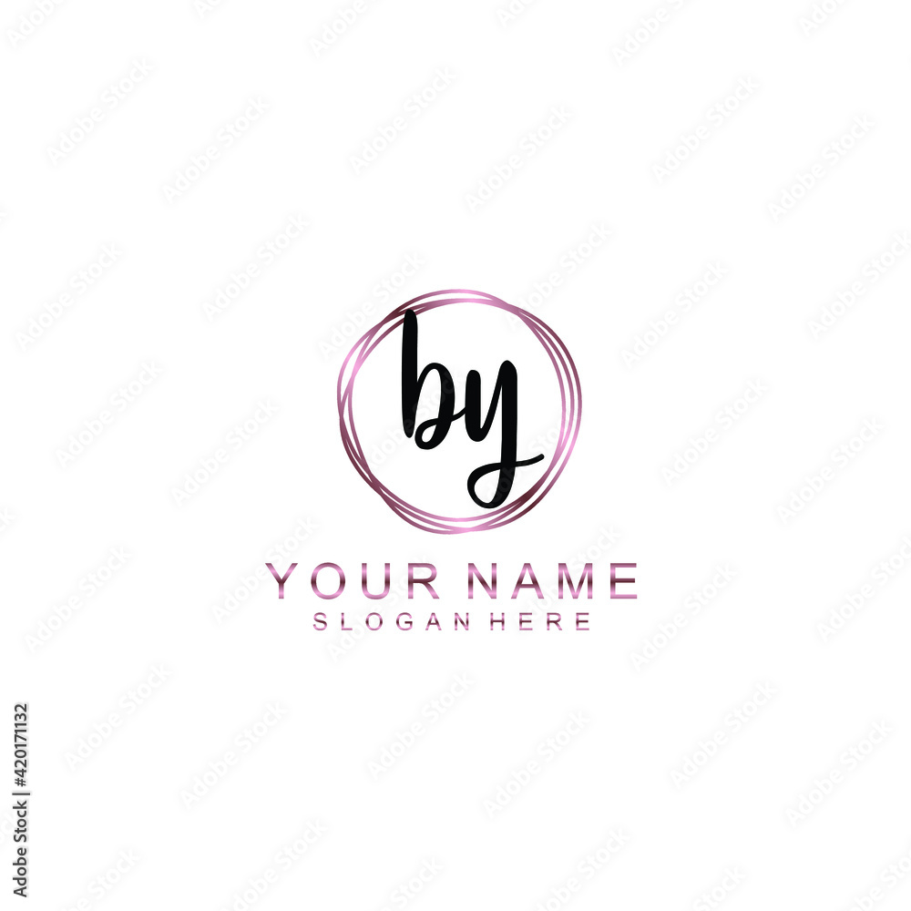 BY beautiful Initial handwriting logo template BY beautiful Initial handwriting logo template